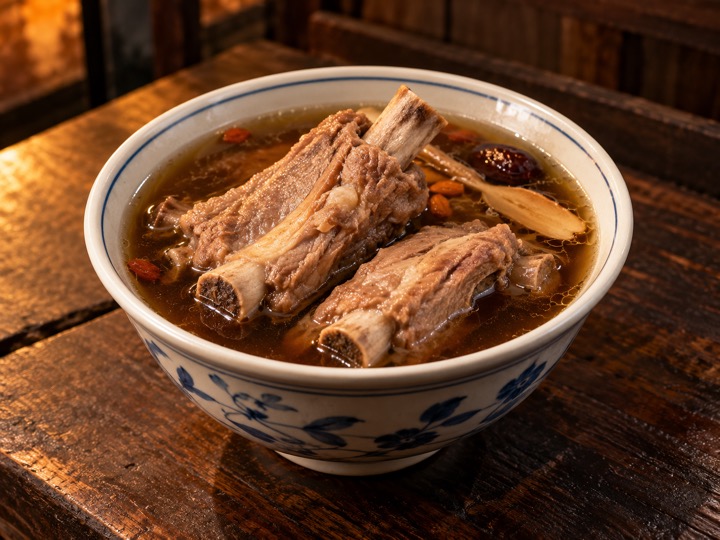 藥燉排骨(薬膳排骨スープ)の見た目を紹介する生成画像