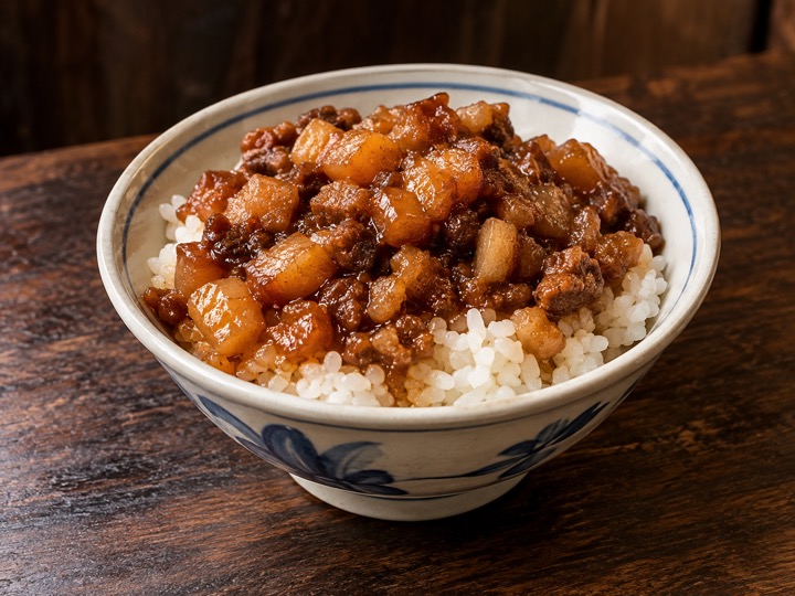 魯肉飯(ルーローハン)の見た目を紹介する生成画像