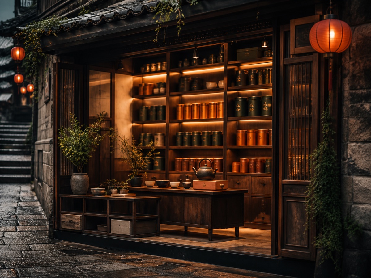 九份の台湾茶店を思わせる落ち着いた店先